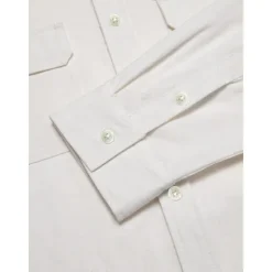 Outlet OUKU Men's Linen Shirt Long Sleeve Fold-over Collar Summer Spring & Fall Clothing Apparel Casual Shirt Button Down Shirt Plain Lapel Summer Casual Daily Clothing Apparel White