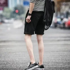 Discount OUKU Men's Linen Shorts Summer Shorts Beach Shorts Pocket Drawstring Elastic Waist Plain Comfort Breathable Short Holiday Vacation Beach Hawaiian Boho Black White