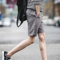 Discount OUKU Men's Linen Shorts Summer Shorts Beach Shorts Pocket Drawstring Elastic Waist Plain Comfort Breathable Short Holiday Vacation Beach Hawaiian Boho Black White