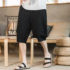 Discount OUKU Men's Linen Shorts Summer Shorts Beach Shorts Pocket Drawstring Elastic Waist Plain Comfort Breathable Short Holiday Vacation Beach Hawaiian Boho Black White