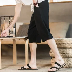 Discount OUKU Men's Linen Shorts Summer Shorts Beach Shorts Pocket Drawstring Elastic Waist Plain Comfort Breathable Short Holiday Vacation Beach Hawaiian Boho Black White