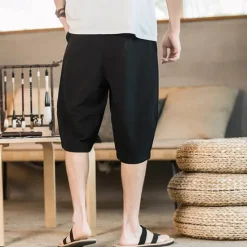 Discount OUKU Men's Linen Shorts Summer Shorts Beach Shorts Pocket Drawstring Elastic Waist Plain Comfort Breathable Short Holiday Vacation Beach Hawaiian Boho Black White