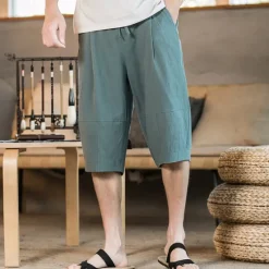 Discount OUKU Men's Linen Shorts Summer Shorts Beach Shorts Pocket Drawstring Elastic Waist Plain Comfort Breathable Short Holiday Vacation Beach Hawaiian Boho Black White
