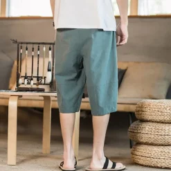 Discount OUKU Men's Linen Shorts Summer Shorts Beach Shorts Pocket Drawstring Elastic Waist Plain Comfort Breathable Short Holiday Vacation Beach Hawaiian Boho Black White