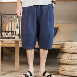 Discount OUKU Men's Linen Shorts Summer Shorts Beach Shorts Pocket Drawstring Elastic Waist Plain Comfort Breathable Short Holiday Vacation Beach Hawaiian Boho Black White