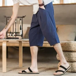 Discount OUKU Men's Linen Shorts Summer Shorts Beach Shorts Pocket Drawstring Elastic Waist Plain Comfort Breathable Short Holiday Vacation Beach Hawaiian Boho Black White