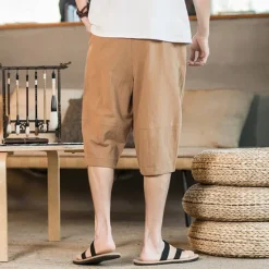 Discount OUKU Men's Linen Shorts Summer Shorts Beach Shorts Pocket Drawstring Elastic Waist Plain Comfort Breathable Short Holiday Vacation Beach Hawaiian Boho Black White