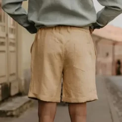 Online OUKU Men's Linen Shorts Summer Shorts Beach Shorts Pocket Drawstring Elastic Waist Plain Comfort Breathable Short Vacation Holiday Beach Hawaiian Boho Black White