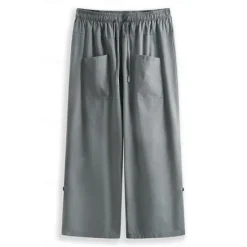 Best OUKU Men's Linen Shorts Summer Shorts Bloomers Baggy Pants Beach Shorts Elastic Drawstring Design Front Pocket Plain Comfort Soft Calf-Length Casual Daily Sports Fashion Black White