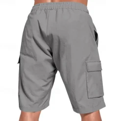 Sale OUKU Men's Linen Shorts Summer Shorts Beach Shorts Pocket Drawstring Elastic Waist Plain Comfort Breathable Short Vacation Holiday Beach Hawaiian Boho Black White