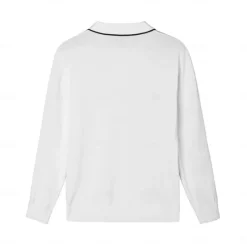 OUKU Men's Linen Silk Cotton Quarter Zip Pullover Sweater Knit Half Zip Knitwear Elegant Home Dailywear Clothing Apparel Fall Winter Black White S M L
