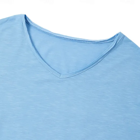 Best OUKU Men's Linen-like T Shirt Moisture Wicking Shirts Plain V Neck Street Causal Short Sleeve V Neck Vintage Clothing Apparel Retro Basic Casual Comfortable