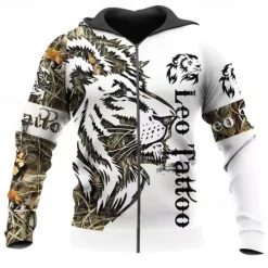 Outlet OUKU Men's Lion Graphic Prints Hoodie Hoodies Sweatshirt Streetwear Casual Long Sleeve Hooded Sports & Outdoor Daily Sports Yellow / Black Black & Yellow Zipper Print Spring & Fall Designer