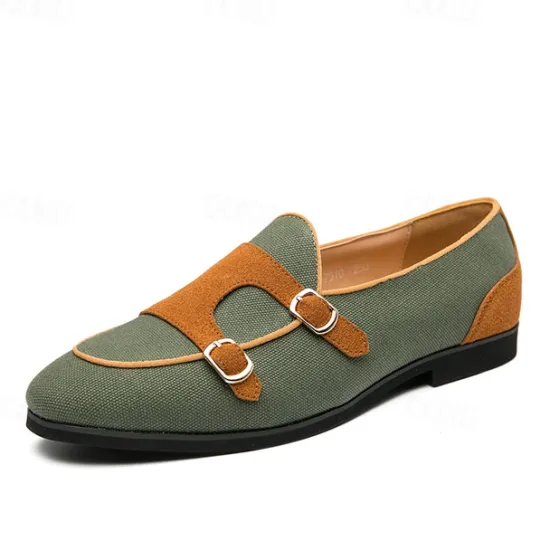 Online OUKU Men's Loafers & Slip-Ons Penny Loafers Suede Nylon Comfortable Slip Resistant Loafer Buckle White Green Color Block