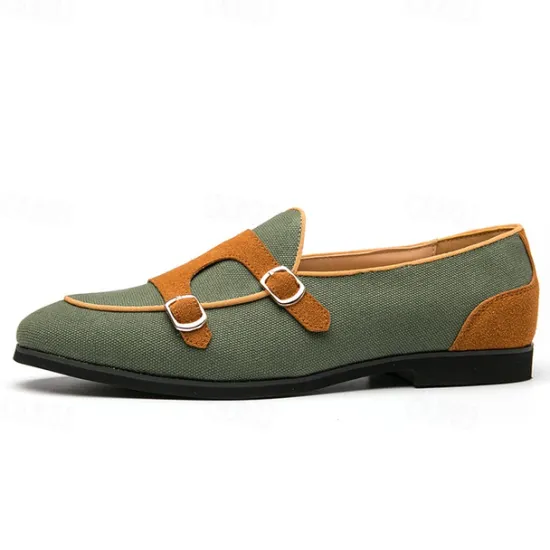 Online OUKU Men's Loafers & Slip-Ons Penny Loafers Suede Nylon Comfortable Slip Resistant Loafer Buckle White Green Color Block