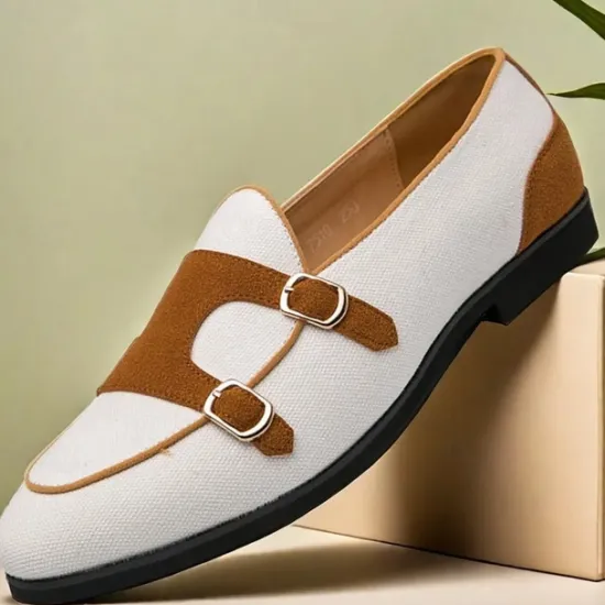 Online OUKU Men's Loafers & Slip-Ons Penny Loafers Suede Nylon Comfortable Slip Resistant Loafer Buckle White Green Color Block