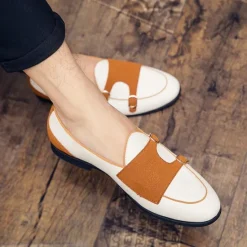 Online OUKU Men's Loafers & Slip-Ons Penny Loafers Suede Nylon Comfortable Slip Resistant Loafer Buckle White Green Color Block