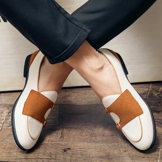Online OUKU Men's Loafers & Slip-Ons Penny Loafers Suede Nylon Comfortable Slip Resistant Loafer Buckle White Green Color Block