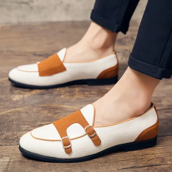 Online OUKU Men's Loafers & Slip-Ons Penny Loafers Suede Nylon Comfortable Slip Resistant Loafer Buckle White Green Color Block