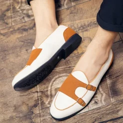 Online OUKU Men's Loafers & Slip-Ons Penny Loafers Suede Nylon Comfortable Slip Resistant Loafer Buckle White Green Color Block