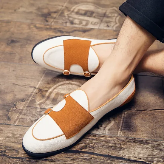 Online OUKU Men's Loafers & Slip-Ons Penny Loafers Suede Nylon Comfortable Slip Resistant Loafer Buckle White Green Color Block