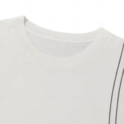 Sale OUKU Men's Lyocell T Shirt Horizontal Vertical Stripes Crew Neck School Training Short Sleeve Side Stripe Stripe Clothing Apparel Knitwear Vacation Vintage Neutral