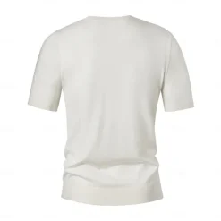Sale OUKU Men's Lyocell T Shirt Horizontal Vertical Stripes Crew Neck School Training Short Sleeve Side Stripe Stripe Clothing Apparel Knitwear Vacation Vintage Neutral