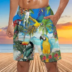 Best OUKU Men's Mask Flower / Plants Swim Trunks Swim Shorts Board Shorts Mid Waist Hawaiian Ethnic Boho Casual Daily Holiday Drawstring with Mesh lining Elastic Waist Designer Clothing Apparel