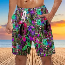 Best OUKU Men's Mask Flower / Plants Swim Trunks Swim Shorts Board Shorts Mid Waist Hawaiian Ethnic Boho Casual Daily Holiday Drawstring with Mesh lining Elastic Waist Designer Clothing Apparel