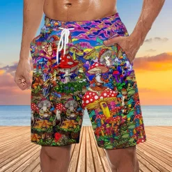 Best OUKU Men's Mask Flower / Plants Swim Trunks Swim Shorts Board Shorts Mid Waist Hawaiian Ethnic Boho Casual Daily Holiday Drawstring with Mesh lining Elastic Waist Designer Clothing Apparel
