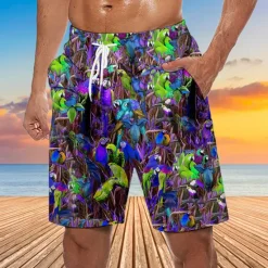 Best OUKU Men's Mask Flower / Plants Swim Trunks Swim Shorts Board Shorts Mid Waist Hawaiian Ethnic Boho Casual Daily Holiday Drawstring with Mesh lining Elastic Waist Designer Clothing Apparel