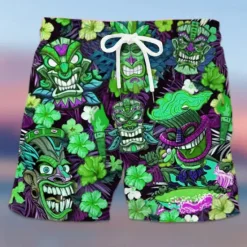 Online OUKU Men's Mask Flower / Plants Swimming Trunks Board Shorts Swim Shorts Mid Waist Hawaiian Ethnic Boho Casual Daily Holiday Drawstring with Mesh lining Elastic Waist Designer Clothing Apparel