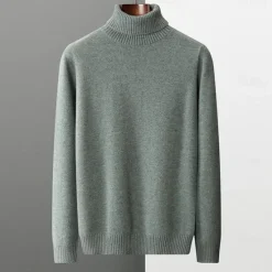 Outlet OUKU Men's Merino Wool Turtleneck Sweater Knit Solid Color Turtleneck Knitwear Elegant Christmas Outdoor Clothing Apparel Fall Winter Black White S M L