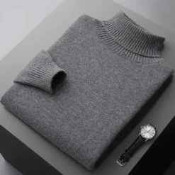 Outlet OUKU Men's Merino Wool Turtleneck Sweater Knit Solid Color Turtleneck Knitwear Elegant Christmas Outdoor Clothing Apparel Fall Winter Black White S M L