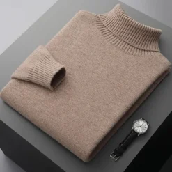 Outlet OUKU Men's Merino Wool Turtleneck Sweater Knit Solid Color Turtleneck Knitwear Elegant Christmas Outdoor Clothing Apparel Fall Winter Black White S M L
