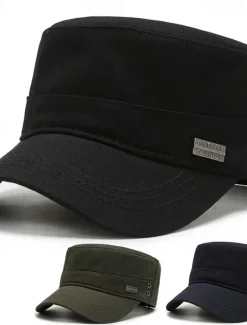 Discount OUKU Men's Military Cap Cadet Hat Black Army Green Polyester Pure Color Fashion Classic & Timeless Chic & Modern Outdoor Daily Pure Color Portable Breathable