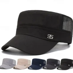 Hot OUKU Men's Military Cap Cadet Hat Black Deep Blue Polyester Travel Beach Outdoor Vacation Plain Adjustable Sunscreen Breathable