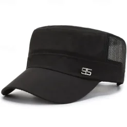 Hot OUKU Men's Military Cap Cadet Hat Black Deep Blue Polyester Travel Beach Outdoor Vacation Plain Adjustable Sunscreen Breathable