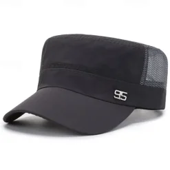 Hot OUKU Men's Military Cap Cadet Hat Black Deep Blue Polyester Travel Beach Outdoor Vacation Plain Adjustable Sunscreen Breathable