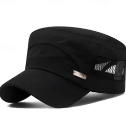 Outlet OUKU Men's Military Cap Cadet Hat Black Blue Cotton Mesh Travel Beach Outdoor Vacation Plain Adjustable