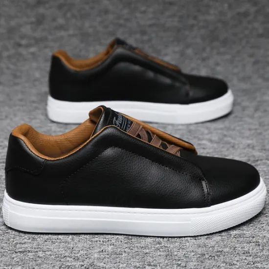 Online OUKU Men's Modern White Casual Sneakers with Brown Contrast Straps - Versatile Everyday Footwear