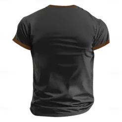 Best OUKU Men's Motorcycle T Shirt Short Sleeve T shirt 3D Print Half Zip Shirt Retro Vintage Street Casual Daily Summer Spring Clothing Apparel S M L XL XXL XXXL Black