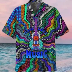 Outlet OUKU Men's Music Hippie Shirt Summer Hawaiian Shirt Button Up Shirt Short Sleeve Sports Fashion Streetwear Outdoor Casual Hawaiian Summer Spring Cuban Collar Print Blue Purple Rainbow