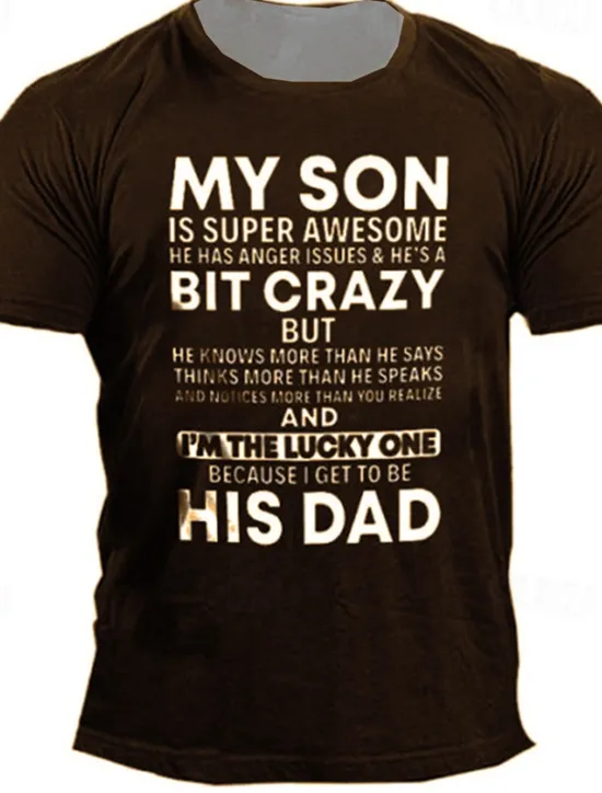 OUKU Men's My Son Is Super Awesome But He's A Bit Crazy T Shirt Funny Tee Short Sleeve T shirt 3D Print Crew Neck Shirt Designer Casual Daily Black Blue Purple Summer Clothing Apparel