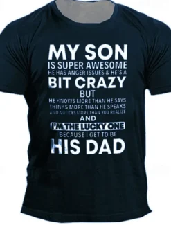 OUKU Men's My Son Is Super Awesome But He's A Bit Crazy T Shirt Funny Tee Short Sleeve T shirt 3D Print Crew Neck Shirt Designer Casual Daily Black Blue Purple Summer Clothing Apparel