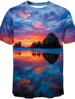 Clearance OUKU Men's Nautical T Shirt Short Sleeve T shirt 3D Print Crew Neck Shirt Exaggerated Designer Party Casual Holiday Blue 3# Blue 2# Blue 1# Summer Spring All Seasons Clothing Apparel S M L XL XXL XXXL 4XL