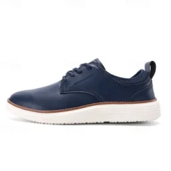 New OUKU Men's Navy Blue Leather Oxford Shoes – Classic Lace-Up Dress Shoes for Business & Formal Events