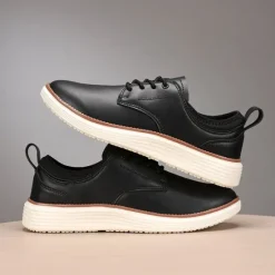 New OUKU Men's Navy Blue Leather Oxford Shoes – Classic Lace-Up Dress Shoes for Business & Formal Events