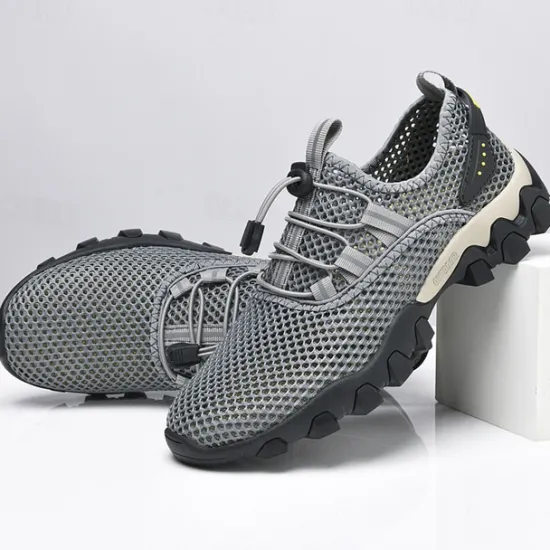 Best OUKU Men's Navy Blue Mesh Hiking Sneakers – Breathable Outdoor Running Shoes with Rugged Sole