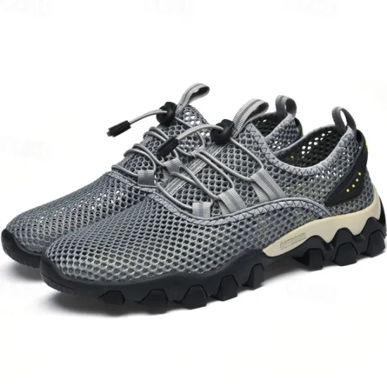 Best OUKU Men's Navy Blue Mesh Hiking Sneakers – Breathable Outdoor Running Shoes with Rugged Sole